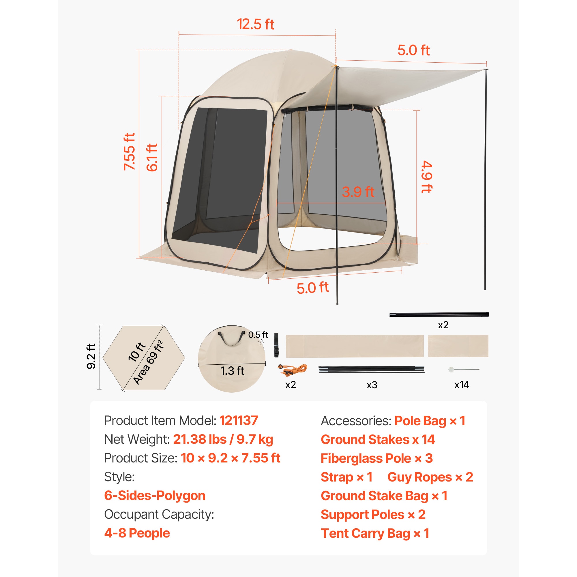 Pop Up Screen House Tent For Camping, Garden And Outdoor Use_voghion.com